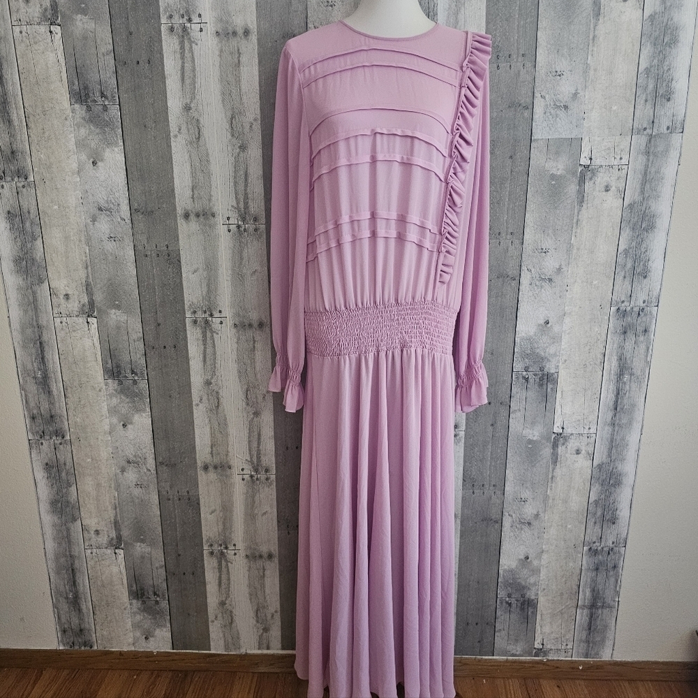 Preen Line Large Pink Long Sleeve Maxi Dress Sheer